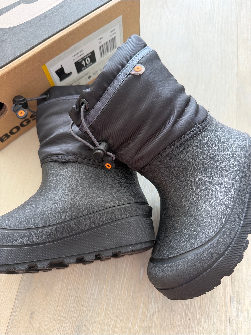 Bogs Kids Black Waterproof Snow Boots with Toggle